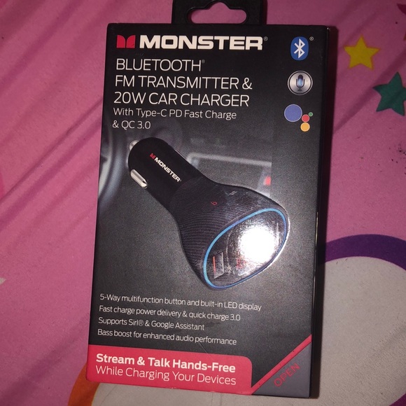 Monster blue tooth fm transmitter with 20w car charger - Picture 1 of 1